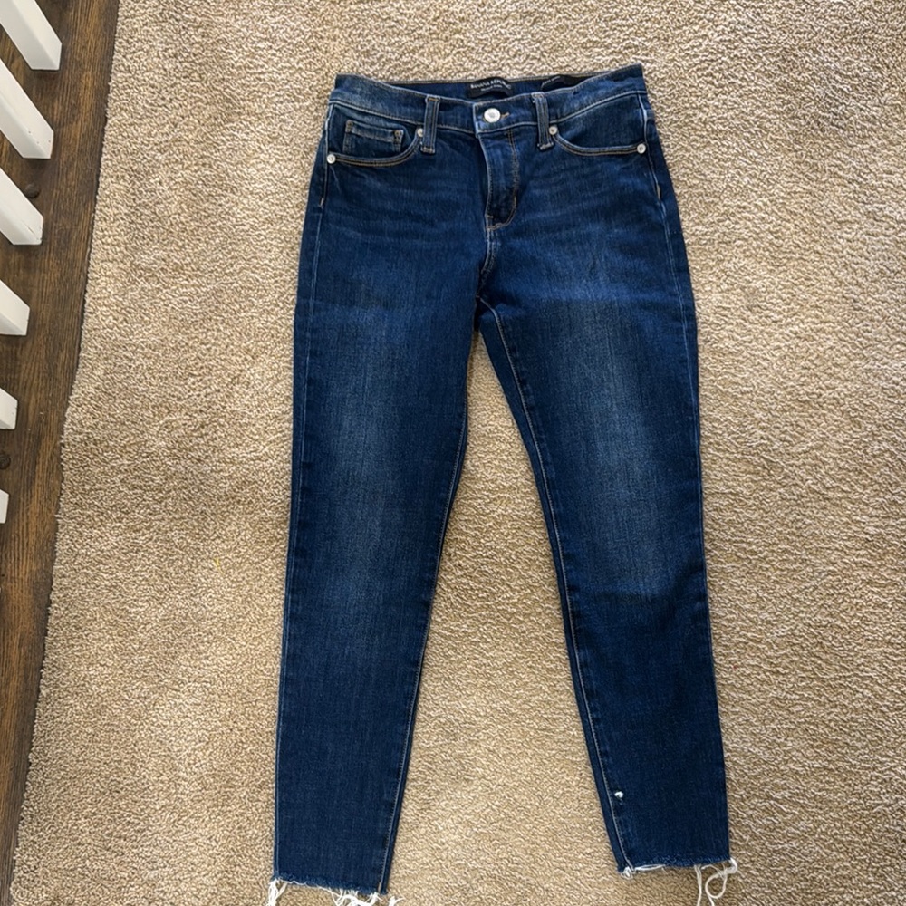 Banana Republic Blue Ankle Cropped Jeans with Raw Hem